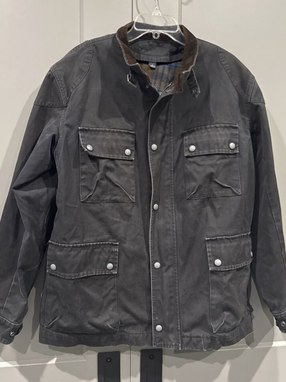 Banana Republic Utility Jacket Size L Men Pre Owned Waxed Coton Black Wool Liner